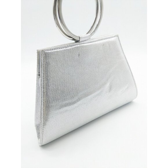 INC Brynnn embellished crystal front bangle handle women's clutch - SILVER - Picture 3 of 11